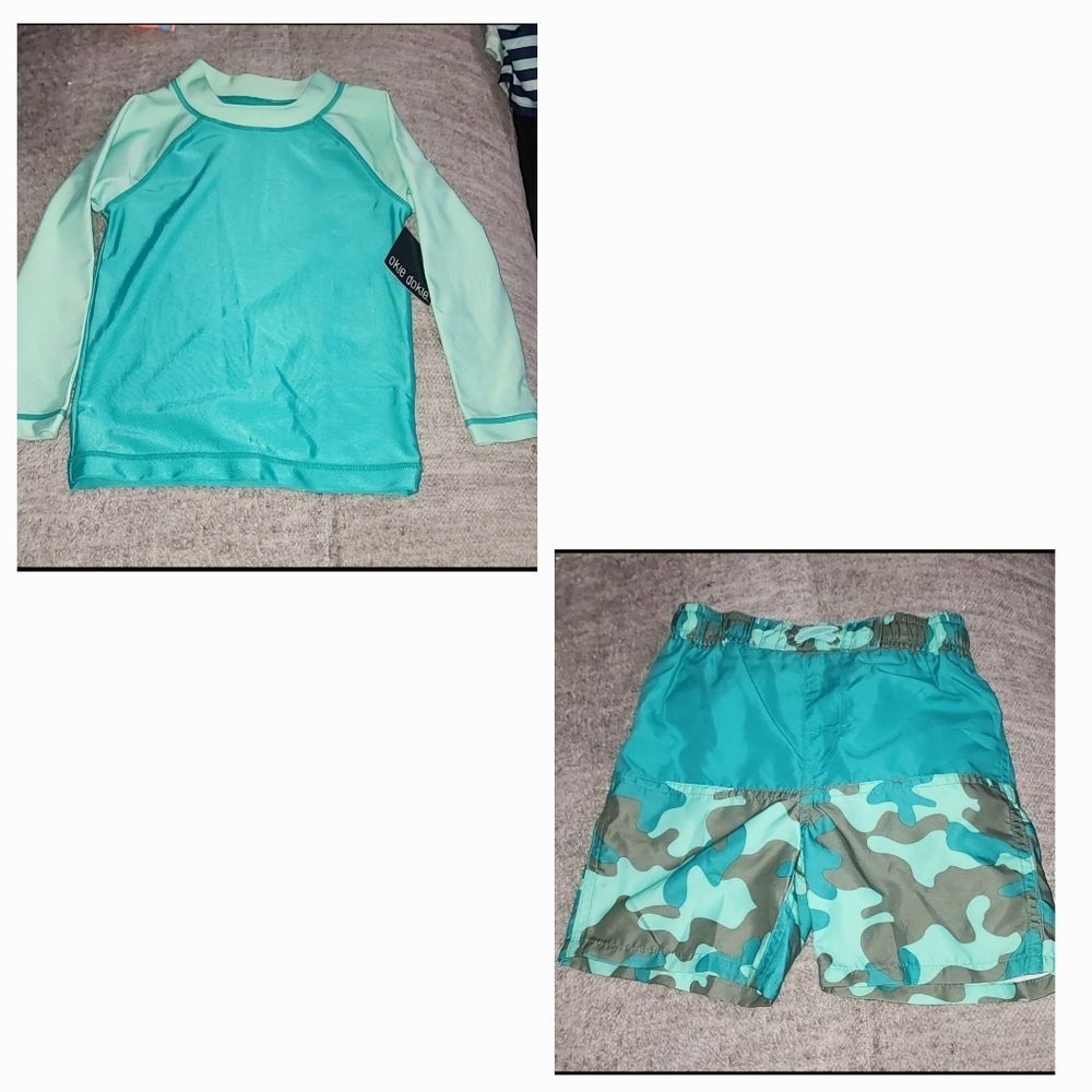 Okie Dokie Toddler Rashguard, Lapis Green, 4T